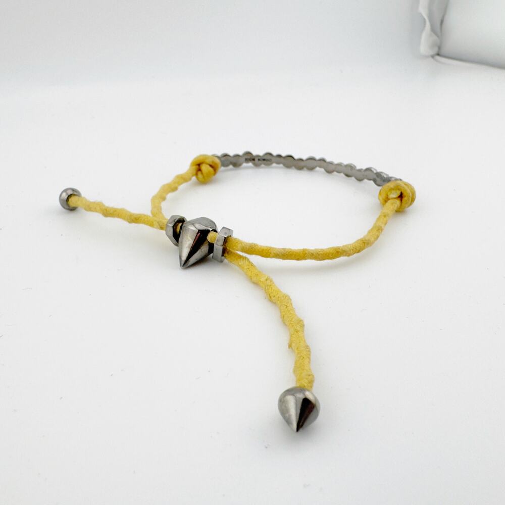 Eddie Borgo Spiked Cone Bracelet Women's Adjustable Yellow Cord - Picture 6 of 10